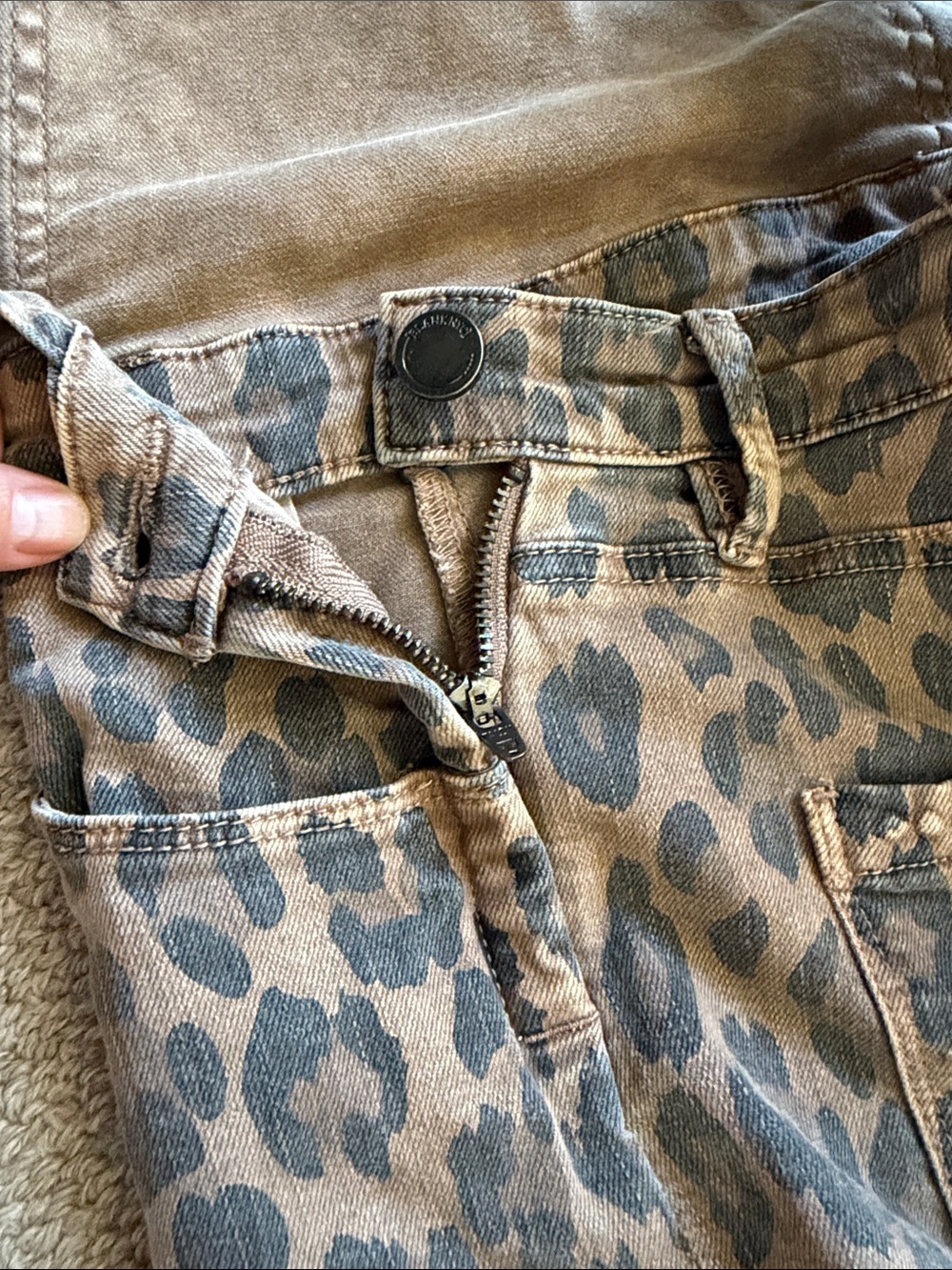 Blank NYC Leopard Print Denim Overall Shorts in Beige and Gray - Picture 4 of 4